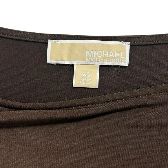 Michael Michael Kors XS Brown Ruched Lace-Up Grommet Bodycon Mini Dress - Picture 8 of 9